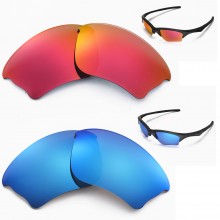 Walleva Two Pairs Polarized Lenses For Oakley Half Jacket XLJ Sunglasses - Fire Red + Ice Blue